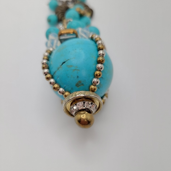 Pam Hiram | Dianthus Bronzetone Large Faux Turquoise Globe Pendant Necklace - Picture 3 of 9